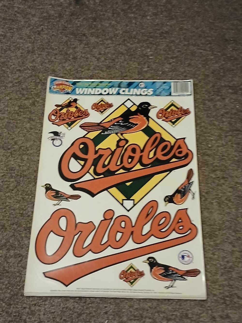 ⚾ Baltimore Orioles Old-Style Logo Window Clings – Set of 9